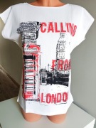 Biały bawełniay t-shirt damski z nadrukiem 