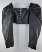 Missguided czarny top gorsetowy z bufiastym rękawem  nowy z metką