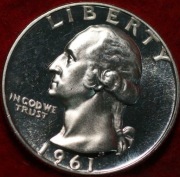 25 centów-  SREBRO -Washington 1961 - Quarter Dollar-menniczy-lustrzanka