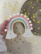 Tęcza wisząca koronka frędzl makrama boho pompony 