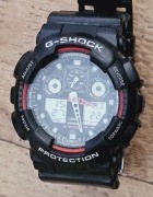 Zegarek sportowy czarno czerwony G-SHOCK GA-100 