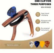 kapodaster metalowy z uchwytem na kostkę i 6 kostek gratis palisander