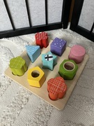 Elefun Klocki sensoryczne sorter 9 sztuk drewniane, kształty