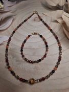 Naszyjnik Bransoletka kamienie Tygrysie oko Jadeit