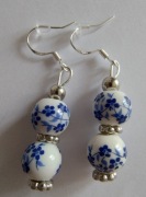Kolczyki nowe handmade ala Bolesławiec porcelana bigle posrebrzane 925