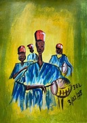 Afrykański obraz z Ghany sygnatura 3EL