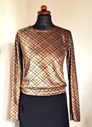 Bluzka top beżowo-brązowa  kratka rare S/M