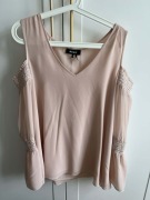 Bluzka damska lejąca pudrowy róż odkryte ramiona DKNY r. 42 XL