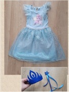 Elza 122/128 Kraina Lodu sukienka korona różdżka przebranie bal karnawałowy