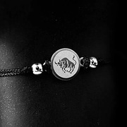 Bransoletka sznurkowa -BYK-srebrna