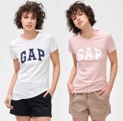 GAP 2-pack | 2 koszulki basic z logo | biała i pudrowa | nowe | S