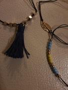 bransoletki czarne koraliki złoty liść regulowane