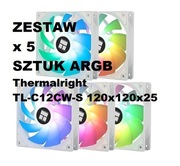 Zestaw 5 wentylatorów Thermalright TL-C12CW-S 120x120x25 ARGB 3 PIN PWM
