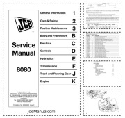 JCB 8080 Excavator Service Manual Instrukcja serwisowa schematy 9803/9330