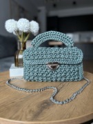 Torebka szydełkowa w szałwiowym kolorze. Handmade