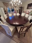 Dębowy stół z litego drewna 220cm + 12 tapicerowanych krzeseł