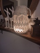 Duży makramowy lampion w stylu Boho - kolor naturalny