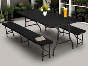 ZESTAW CATERINGOWY stół + 2 ławki składane z pokrowcem - wysoka jakość