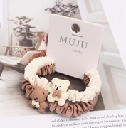 Gumki do włosów z misiem typu scrunchie -MUJU -zestaw 2szt.