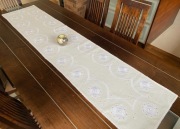 Bieżnik/Obrus lniany, haft ręczny kurpiowski - 177x40cm