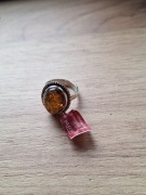 Srebrnypierścionek z bursztynem bałtyckim koniak srebro 925 Gdańsk 