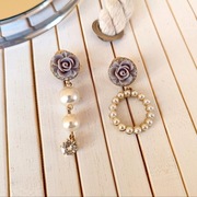 Kolczyki wkrętki sztyfty złote cyrkonie kwiaty róże perły perełki