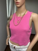 Różowy Crop Top Reserved T-shirt 100% Bawełna Rozmiar L lato old money