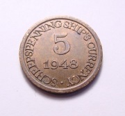 Holandia 5 cent 1948 Pieniądz Okrętowy! Holland Amerika Lijn, RZADKA!