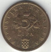 Chorwacja 5 lipa lip 2010 - 18 mm - nr 1