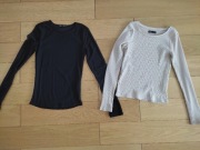 2x bluzka - czarna w groszki beżowa Sinsay XXS/ XS