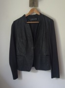 elegancka marynarka żakiet skóra czarna Sandwich 44/XXL