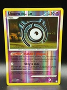 Polska karta Pokemon revers holo Unown M Tajemne Skarby Diament i Perła