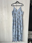Niebieska sukienka na ramiączkach w kwiaty kwiatki H&M 46