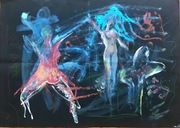 "Taniec Nimf" olej na kartce 51x72