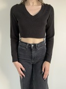 Czarny krótki sweter z dekoltem V rozm. S H&M