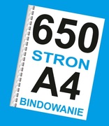 Książka druk A4 mono do 650 stron + bindowanie