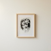 Oryginalny Rysunek Węglem "Narcyzy" A4 w Ramie