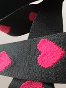 Pasek do torebki SZEROKI - materiałowy/parciany - złote okucia - CZARNY