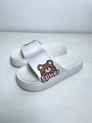 Klapki białe piankowe gruba podeszwa miś 38 / 39 / UŻYWANE