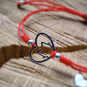 Bransoletka sznurkowa kot kotek wąsy SREBRO 925