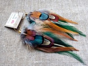 Naturalne pióra piórka kolczyki koła stal  pozłacana vintage 