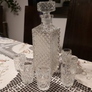 Vintage-karafka i sześć ieliszków-Zawiercie-lata60