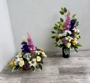 Komplet nagrobny stroik bukiet wazon cmentarz