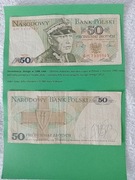 2 x Banknot 50 zł. PRL i ilustracje zestaw 2x antyrama prezent