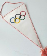 Proporczyk PKOL Polski Komitet Olimpijski Koła Olimpijskie Polska flag