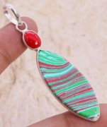 wisior, zawieszka Calsilica czerwony koral próba 925 UNIKAT