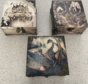 Skrzynki drewniane rękodzieło gotyk smok na biżuterię karty klucze