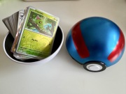 Bulk kart Pokémon + puszka Great Ball (120 kart, 17 holo/reverse holo