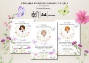 Pamiątka 1 Komunii Świętej do druku A4 dziewczynka