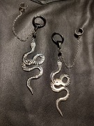 Kolczyki handmade wąż srebrny alternatywny clicker piercing walentynki